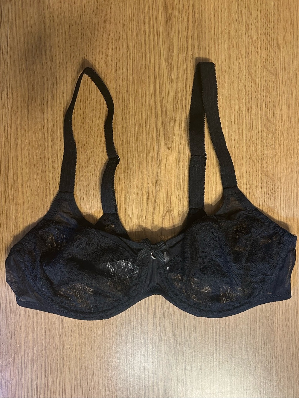 Chantelle Black Lace Underwire Bra with Sheer Panels